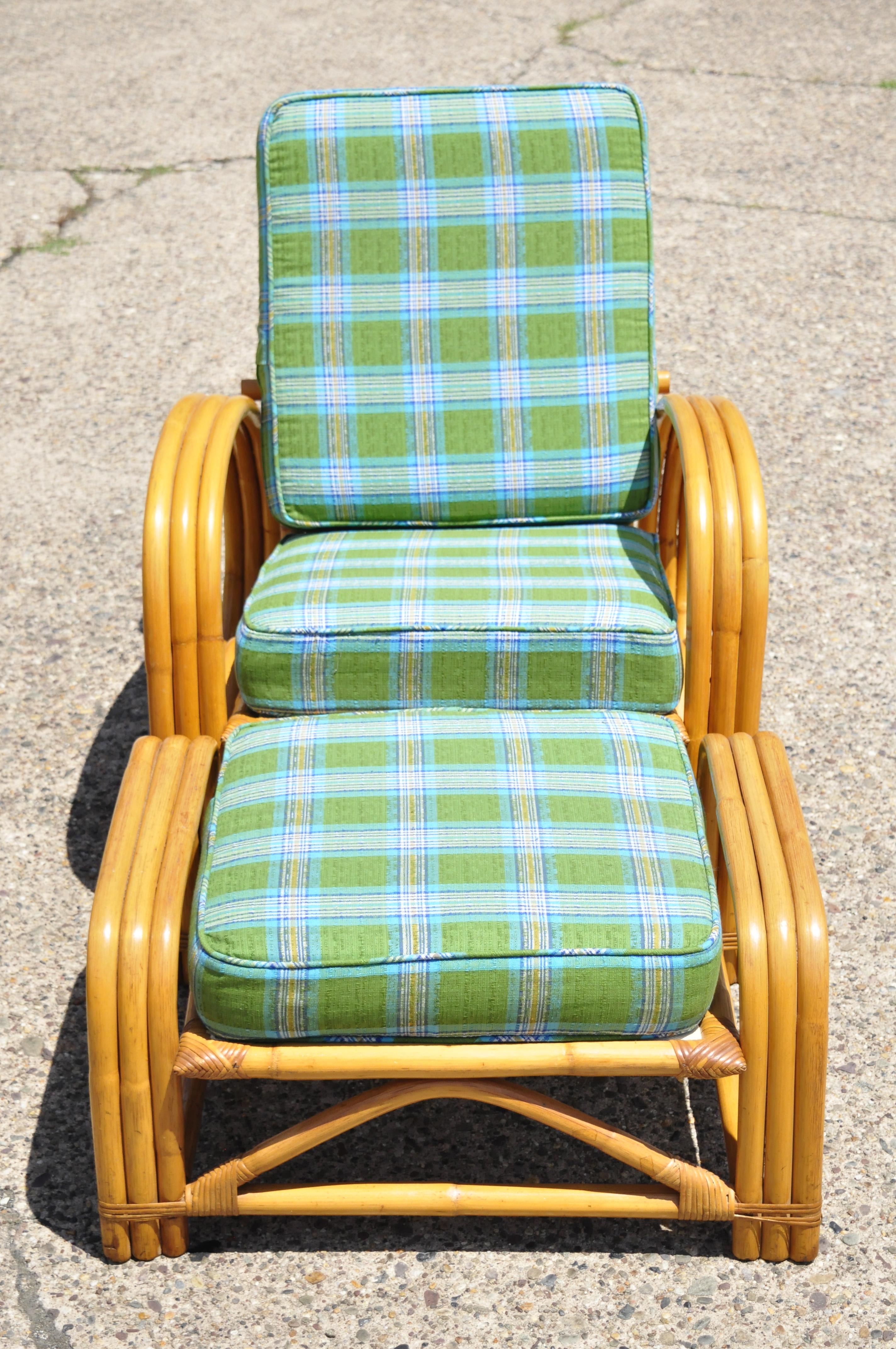 Vintage 5-Piece Rattan Bamboo Pretzel Sunroom Tiki Living Room Sofa Chair Set 1