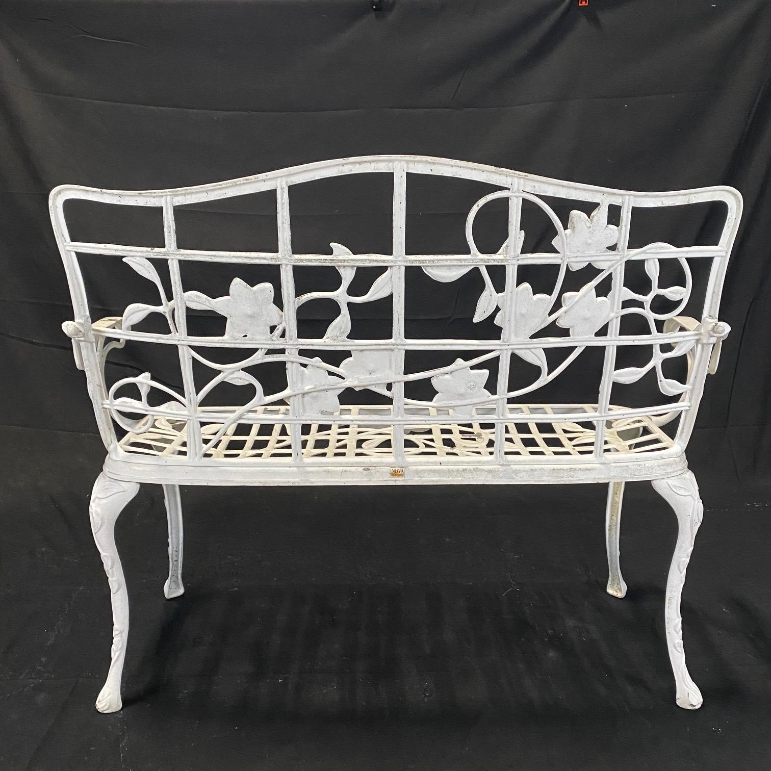 Metal Vintage 5 Piece Set of English Nova Garden Patio Furniture with Vines and Leaves For Sale