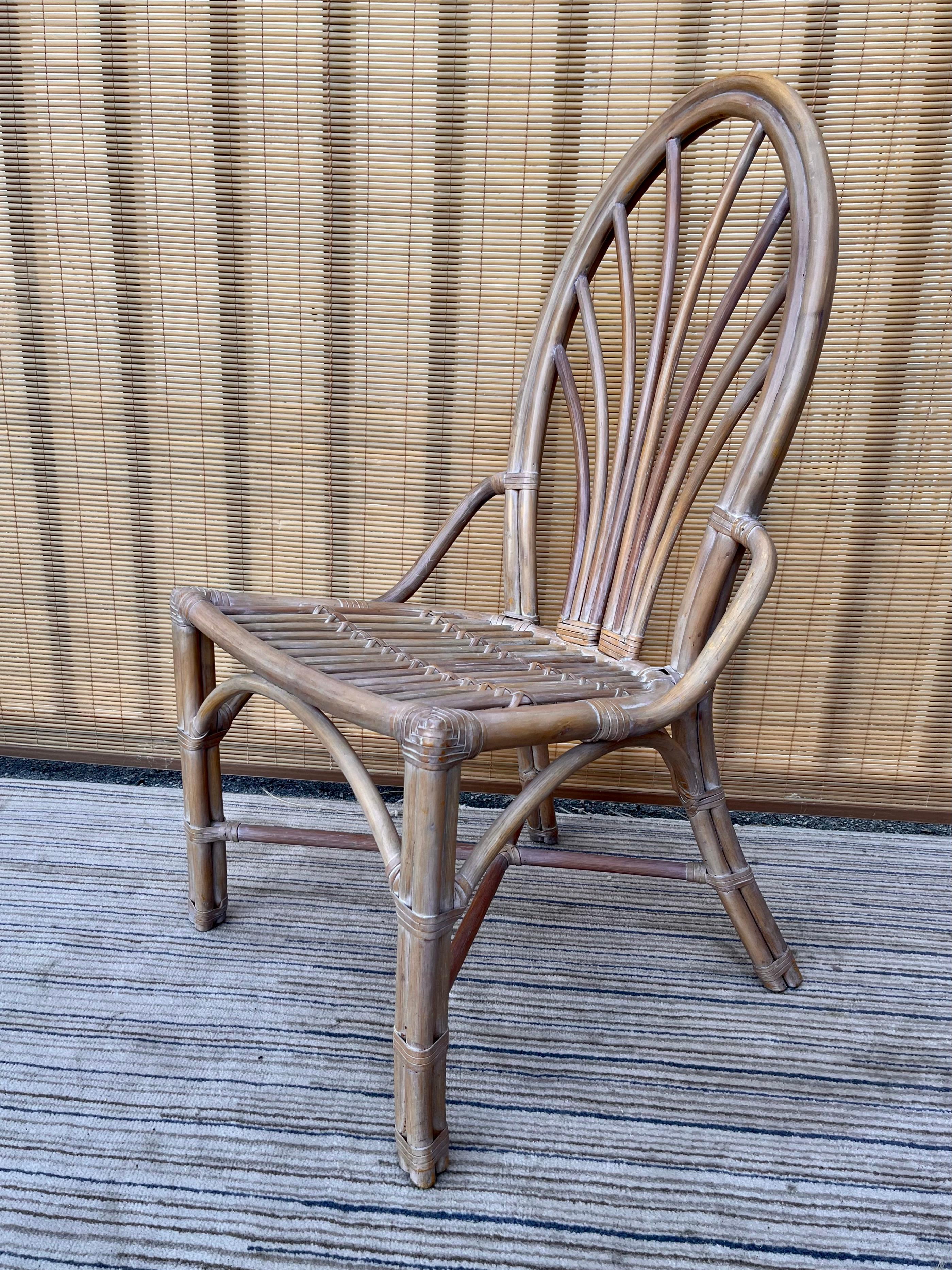 Unknown Vintage 5 Pieces Coastal Style Rattan Dining Set in the McGuire's Manner For Sale