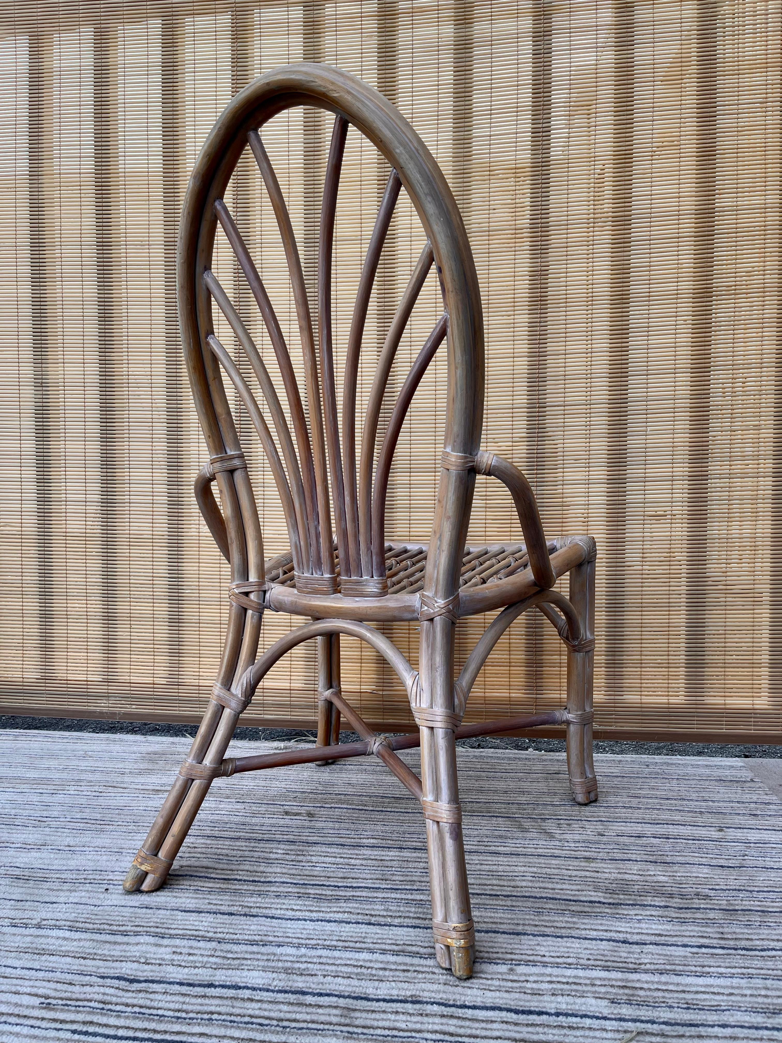 Late 20th Century Vintage 5 Pieces Coastal Style Rattan Dining Set in the McGuire's Manner For Sale
