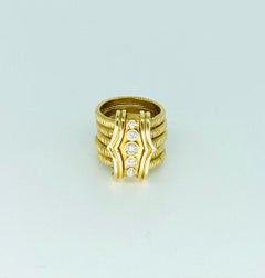 Vintage 5-Row Diamond Cocktail Band Ring 14k Gold