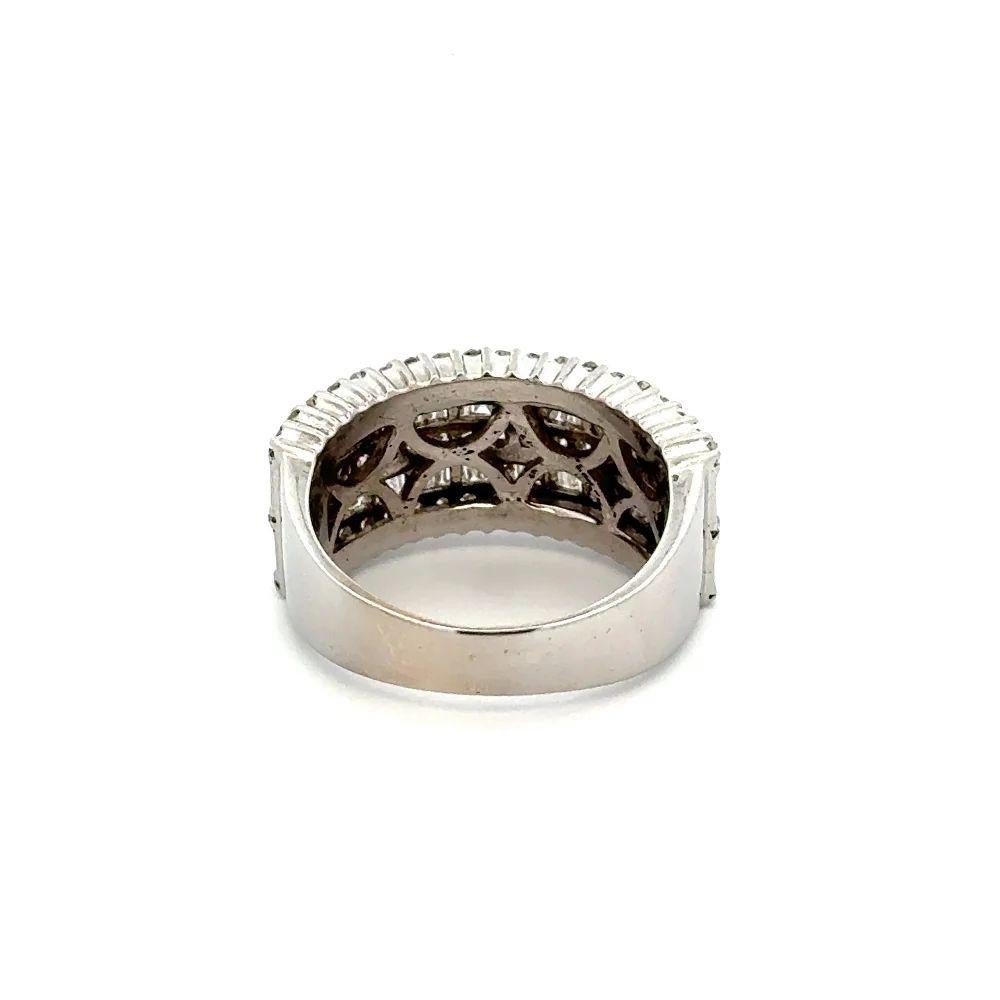 Anello vintage a 5 file di diamanti tondi e baguette con dichiarazione in oro In condizioni ottime in vendita a Montreal, QC