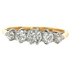 Vintage 5-Stone Diamond Ring, Set With 0.70ct Natural Round Diamonds