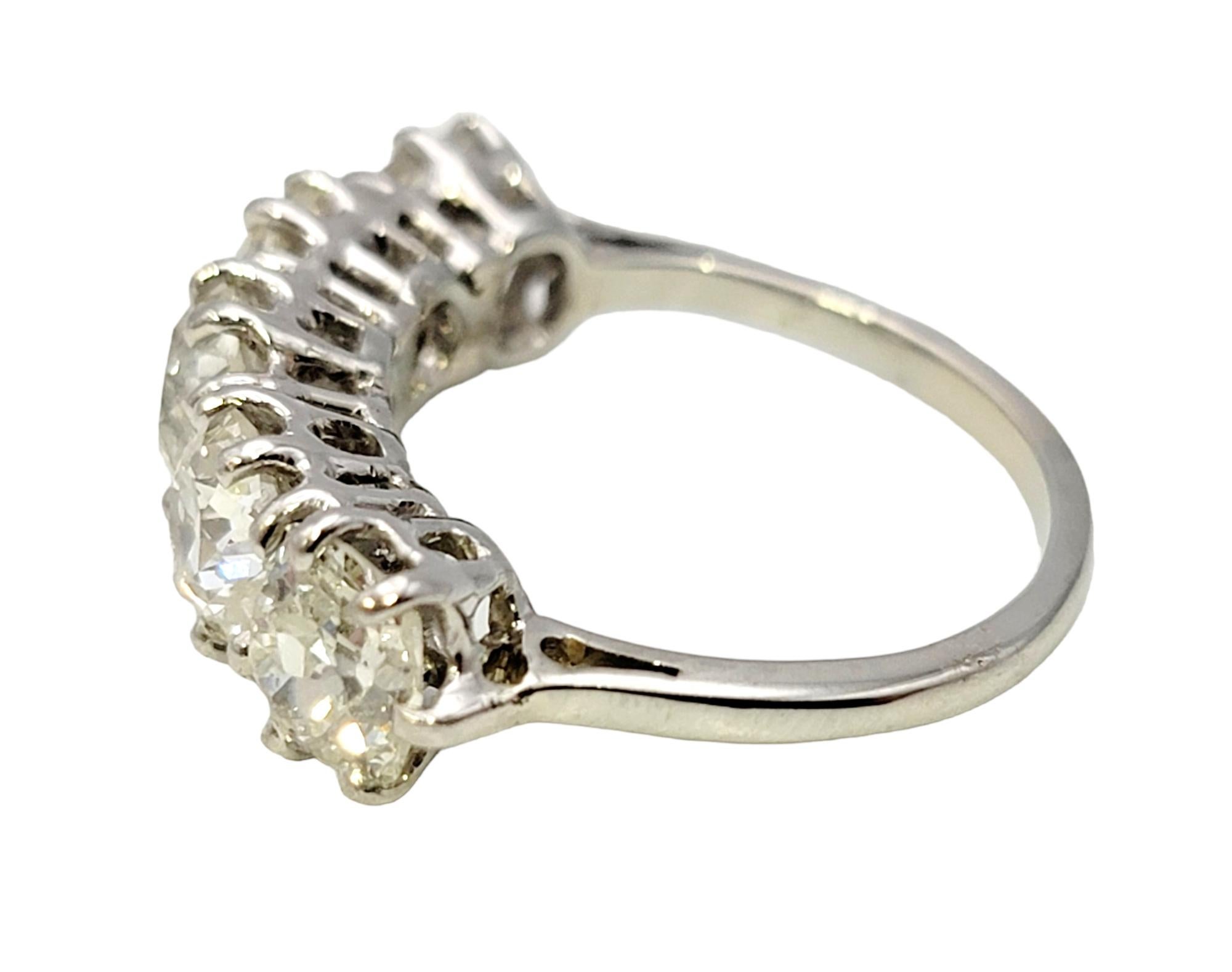 Vintage 5 Stone Old Mine Cut Diamond Semi Eternity Band Ring in 14 Karat Gold  In Good Condition In Scottsdale, AZ