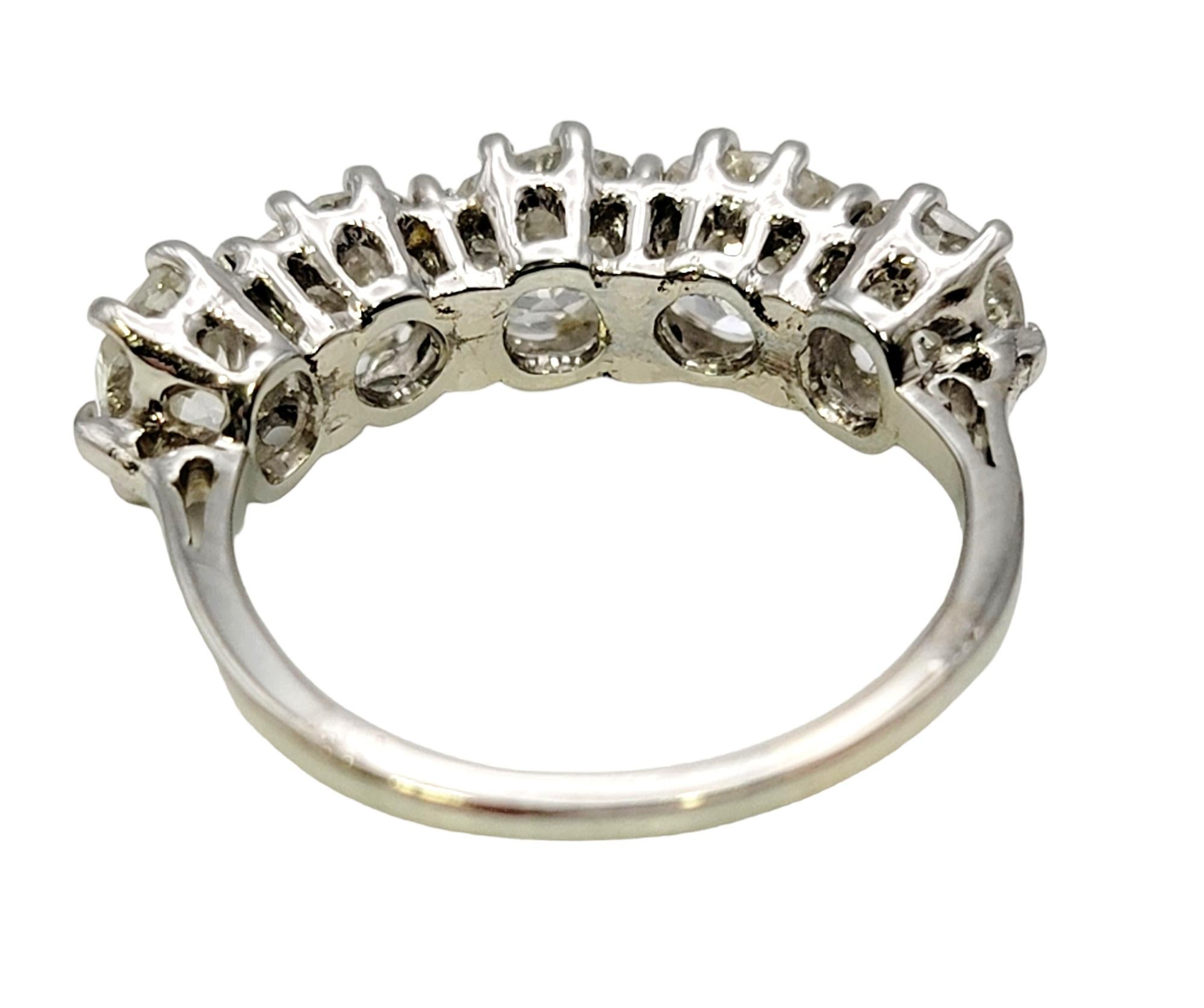 Women's Vintage 5 Stone Old Mine Cut Diamond Semi Eternity Band Ring in 14 Karat Gold 