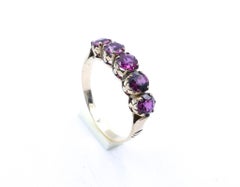 Vintage 5 Stone Ruby Half Hoop Ring