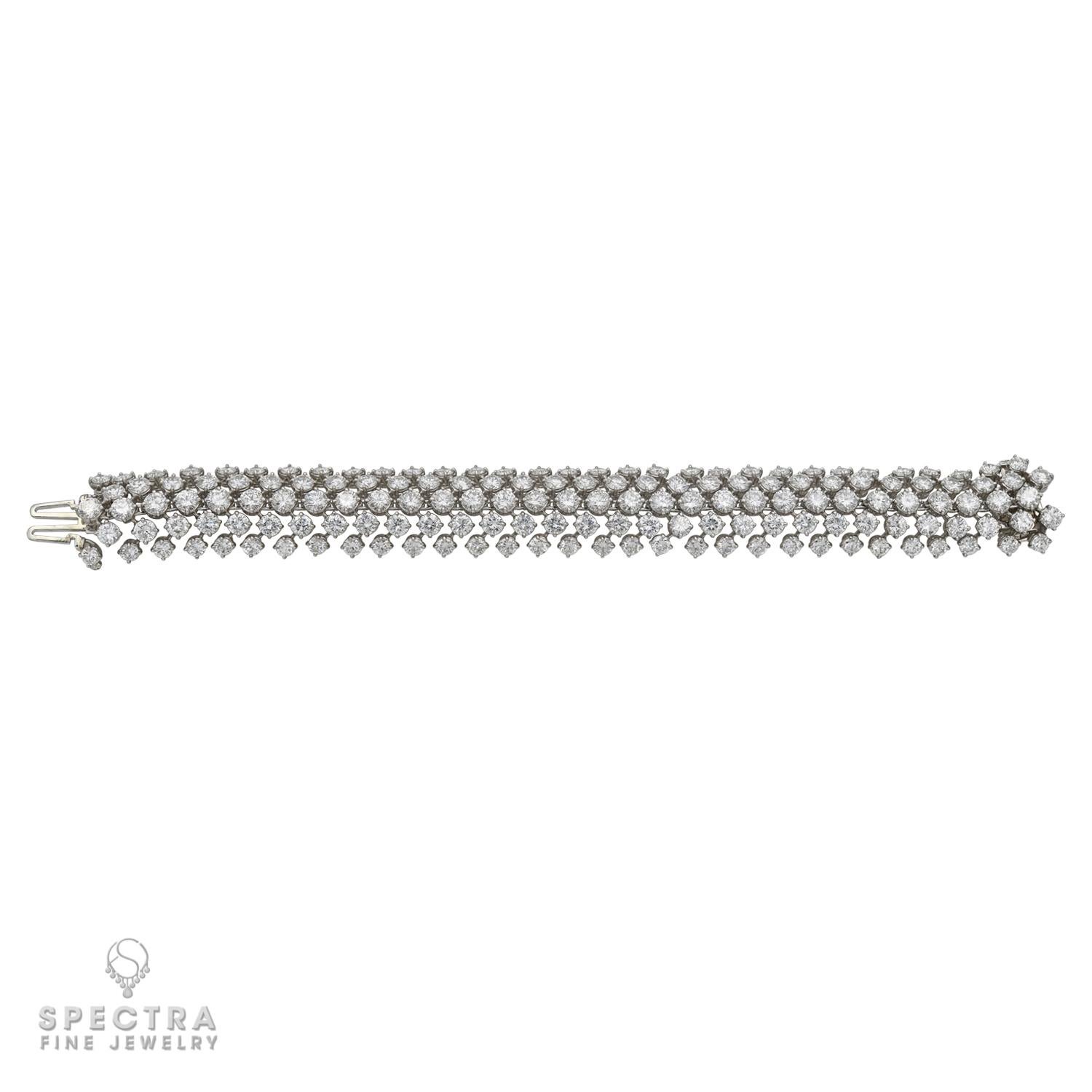 Some jewelers have a fluid way with diamonds. Some produce feats of engineering, with innovative constructions that offer flexibility and a little bit of magic. The maker of this Vintage Diamond 5-Row Articulated Bombé Bracelet, made in the 20th