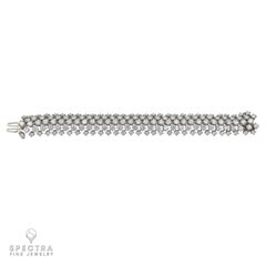 Vintage 5-Row Diamond Platinum Bracelet by Marianne Ostier, 1940s