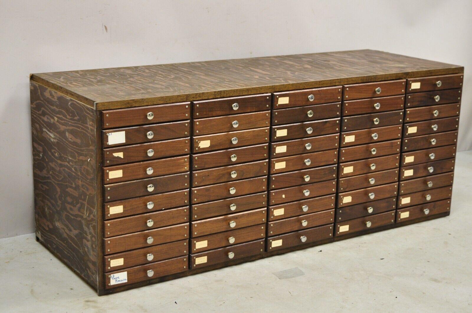 Vintage 50 Drawer Wooden Watchmakers Parts Tool Cabinet Storage Chest 6