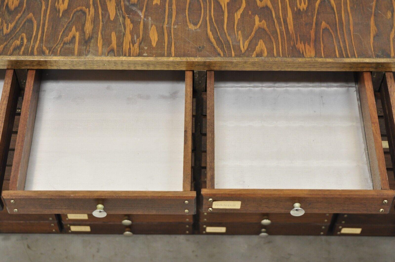 Vintage 50 Drawer Wooden Watchmakers Parts Tool Cabinet Storage Chest In Good Condition In Philadelphia, PA