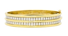 Vintage 5.00 Carat Diamond 18 Karat Two-Tone Gold Double Row Hinged Bangle Brace