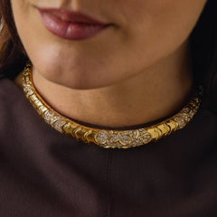 Vintage By 5,00 carati di diamanti in oro giallo 18 carati, collana chocker flessibile