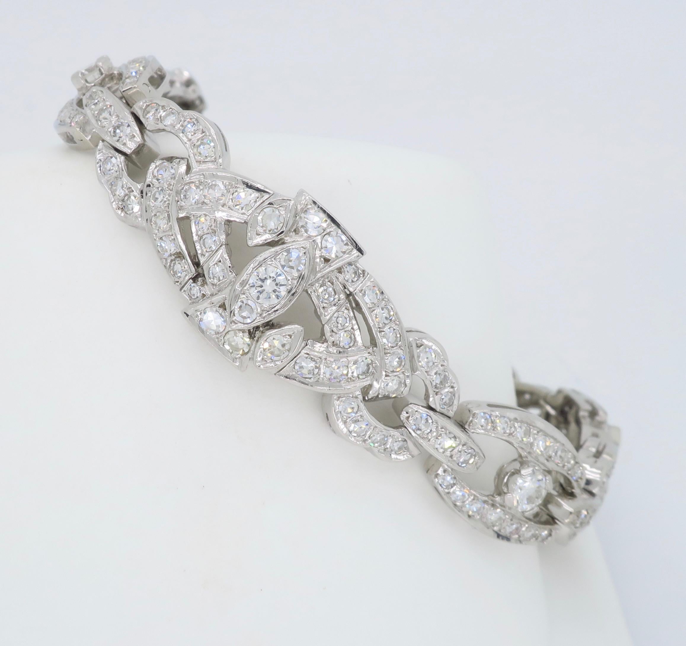 Women's or Men's Vintage 5.00 Carat Diamond Link Bracelet