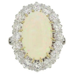 Vintage 5.00 Carat Opal and Diamond Cluster Dress Ring