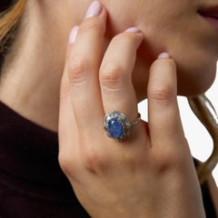 Vintage 5.00 carat star saphir diamant ballerine cluster 18k or blanc