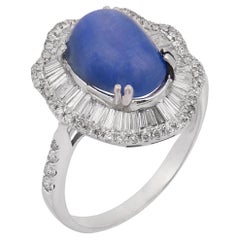 Vintage 5.00 carat star saphir diamant ballerine cluster 18k or blanc