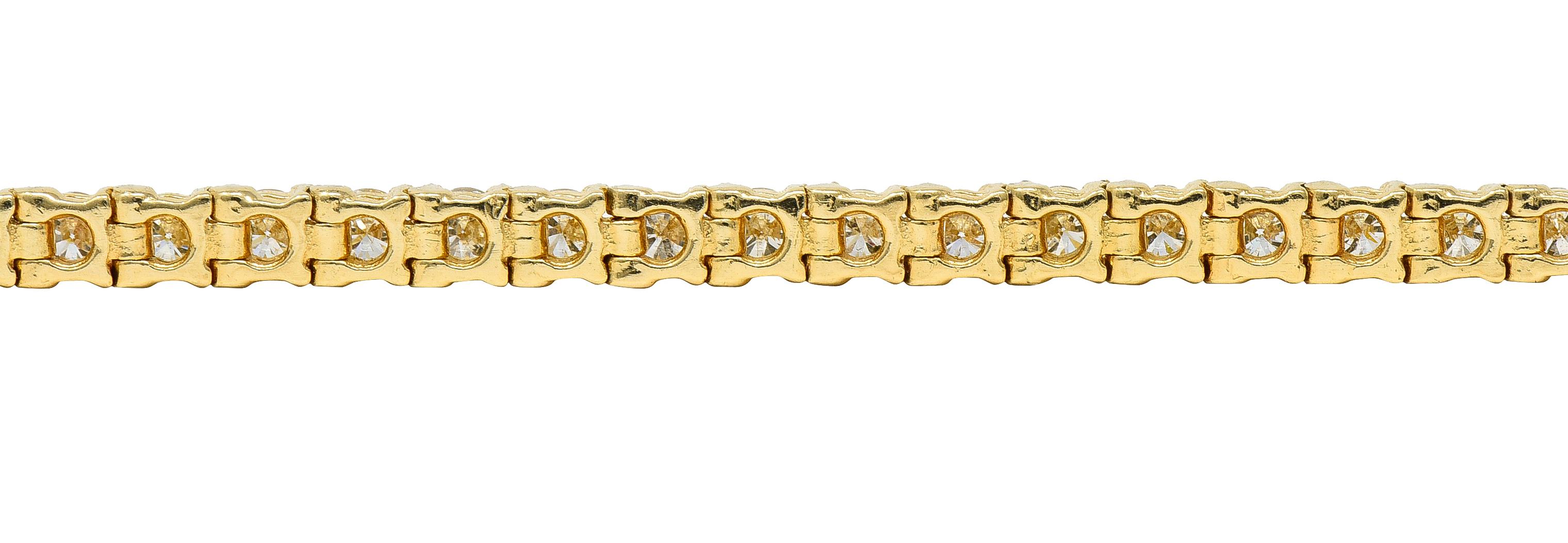 Vintage 5.00 Carats Diamond 14 Karat Yellow Gold Vintage Tennis Bracelet 4