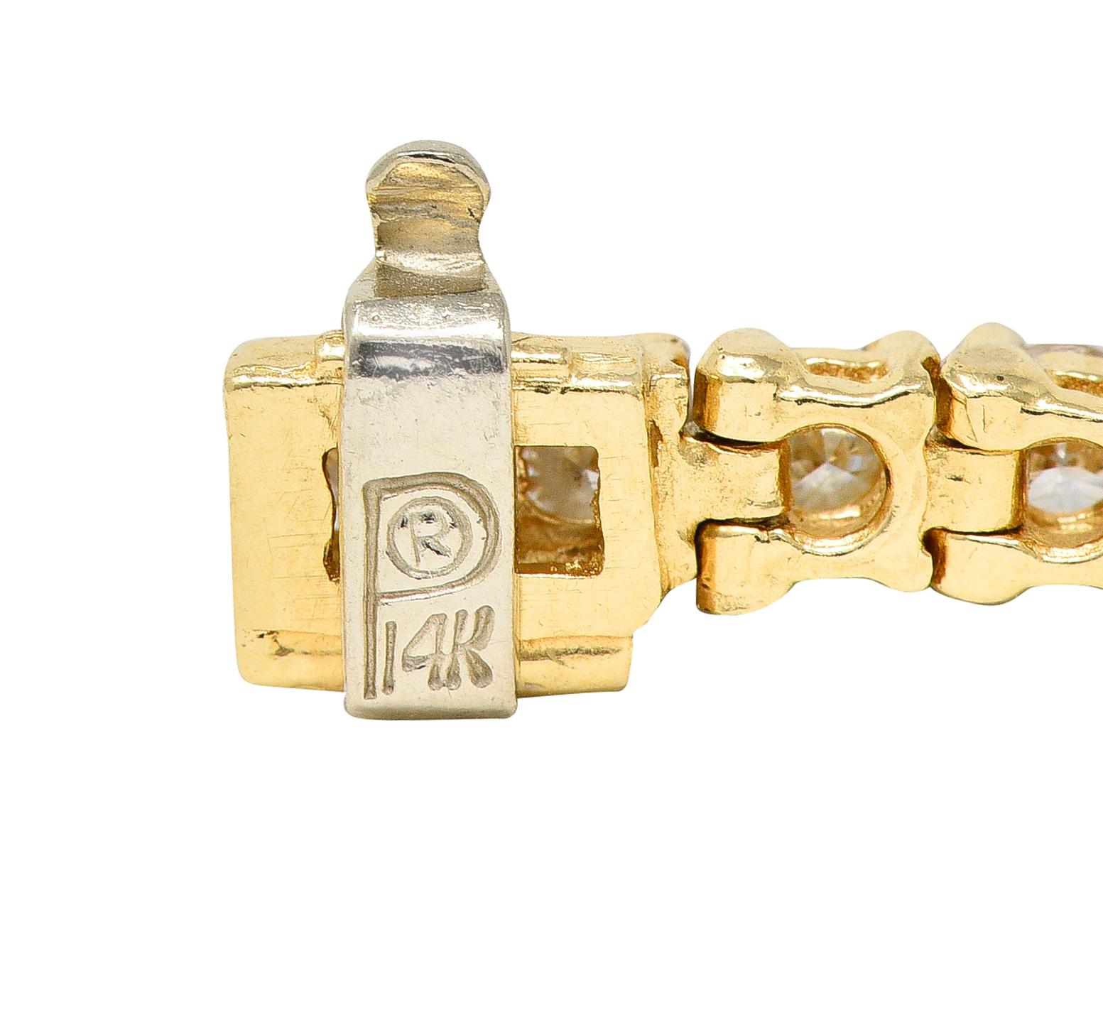 Vintage 5.00 Carats Diamond 14 Karat Yellow Gold Vintage Tennis Bracelet 5