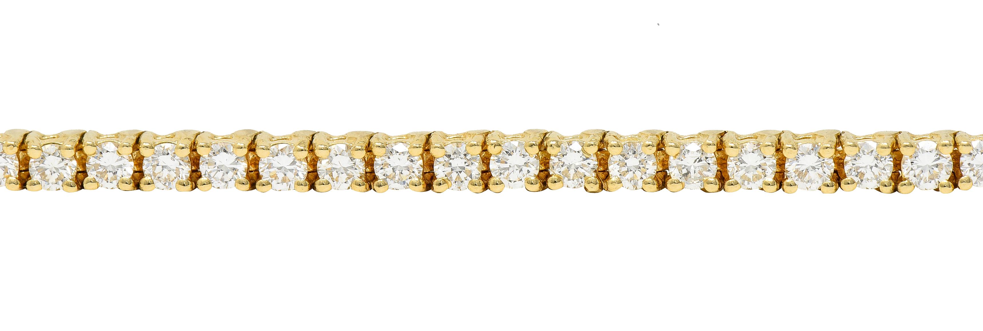 Vintage 5.00 Carats Diamond 14 Karat Yellow Gold Vintage Tennis Bracelet 1