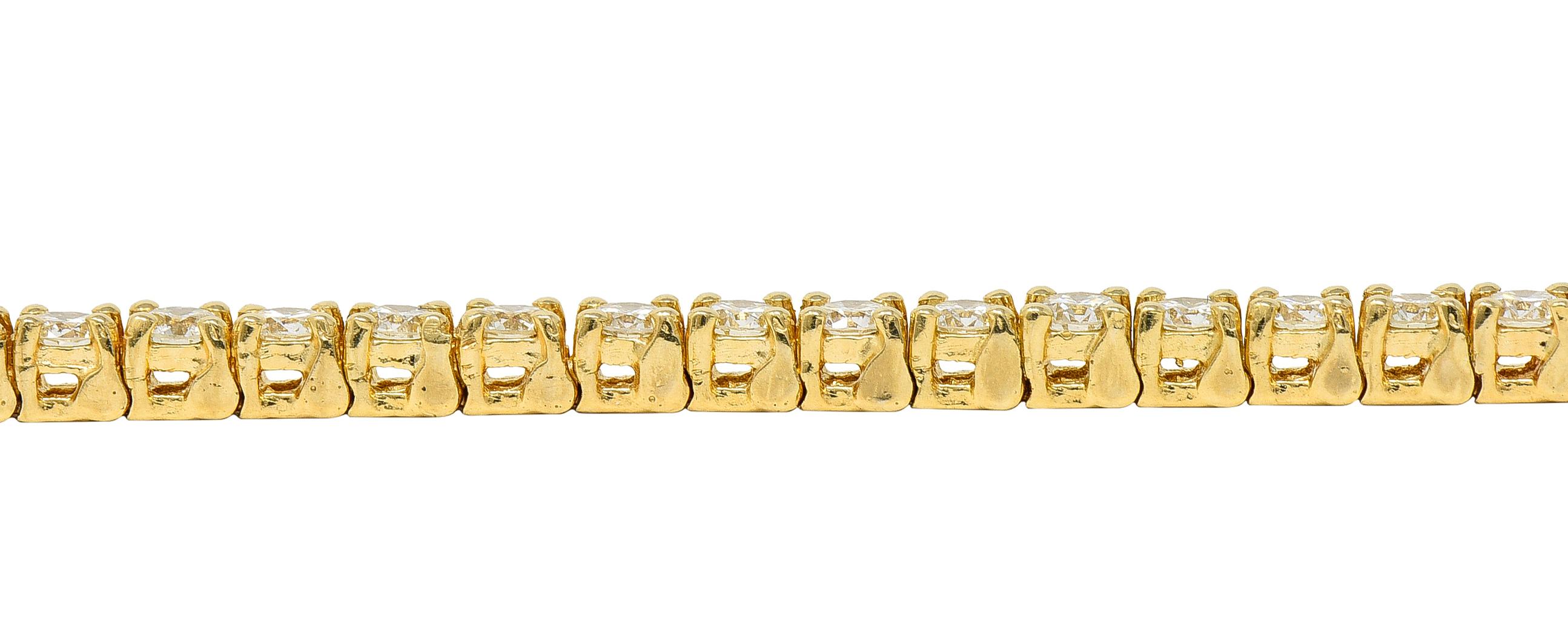 Vintage 5.00 Carats Diamond 14 Karat Yellow Gold Vintage Tennis Bracelet 3
