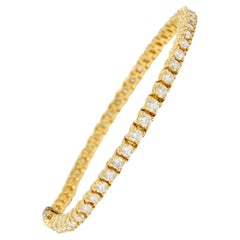 Vintage 5.00 Carats Diamond 14 Karat Yellow Gold Vintage Tennis Bracelet