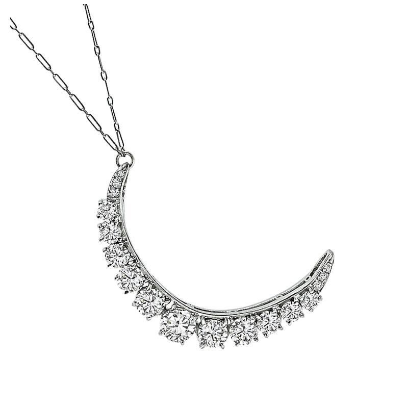 Collar Colgante Media Luna Vintage 5.00ct Diamantes Corte redondo en venta