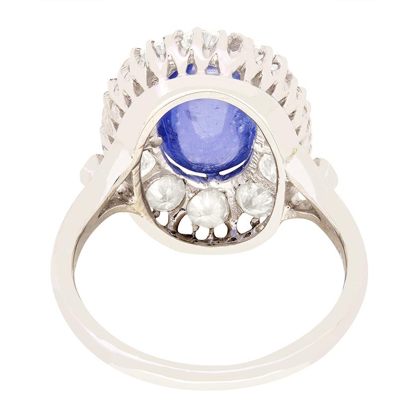 Vintage 5.00ct Sapphire and Diamond Cluster c.1950s In Good Condition For Sale In London, GB