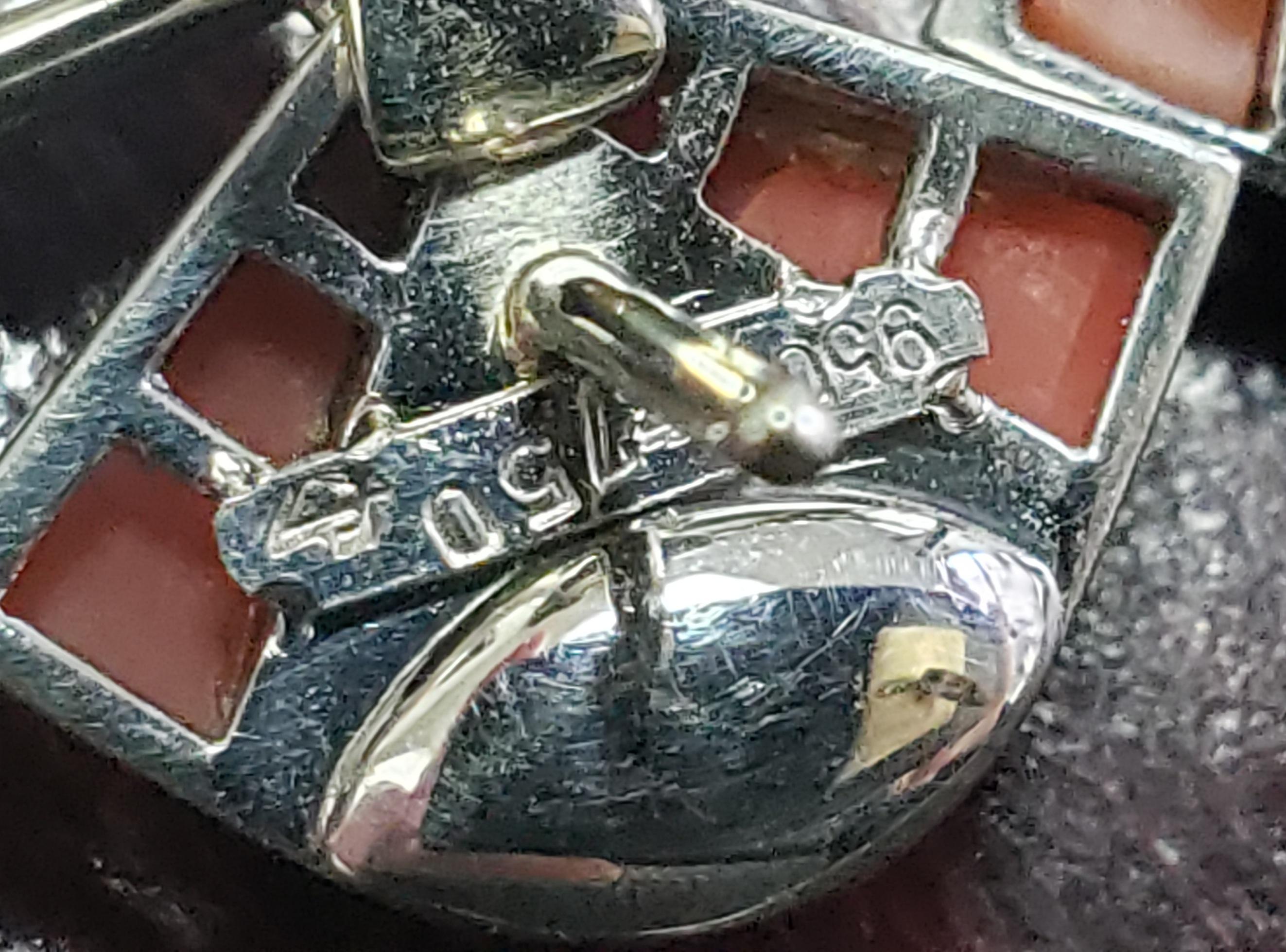 Boucles d'oreilles Vintage 5.00CT(Est.) Diamant onyx, Corail, Jade 48MM en vente 10