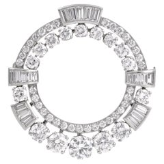 Antique 5.00cts Diamond Platinum Round Wreath Brooch Pin