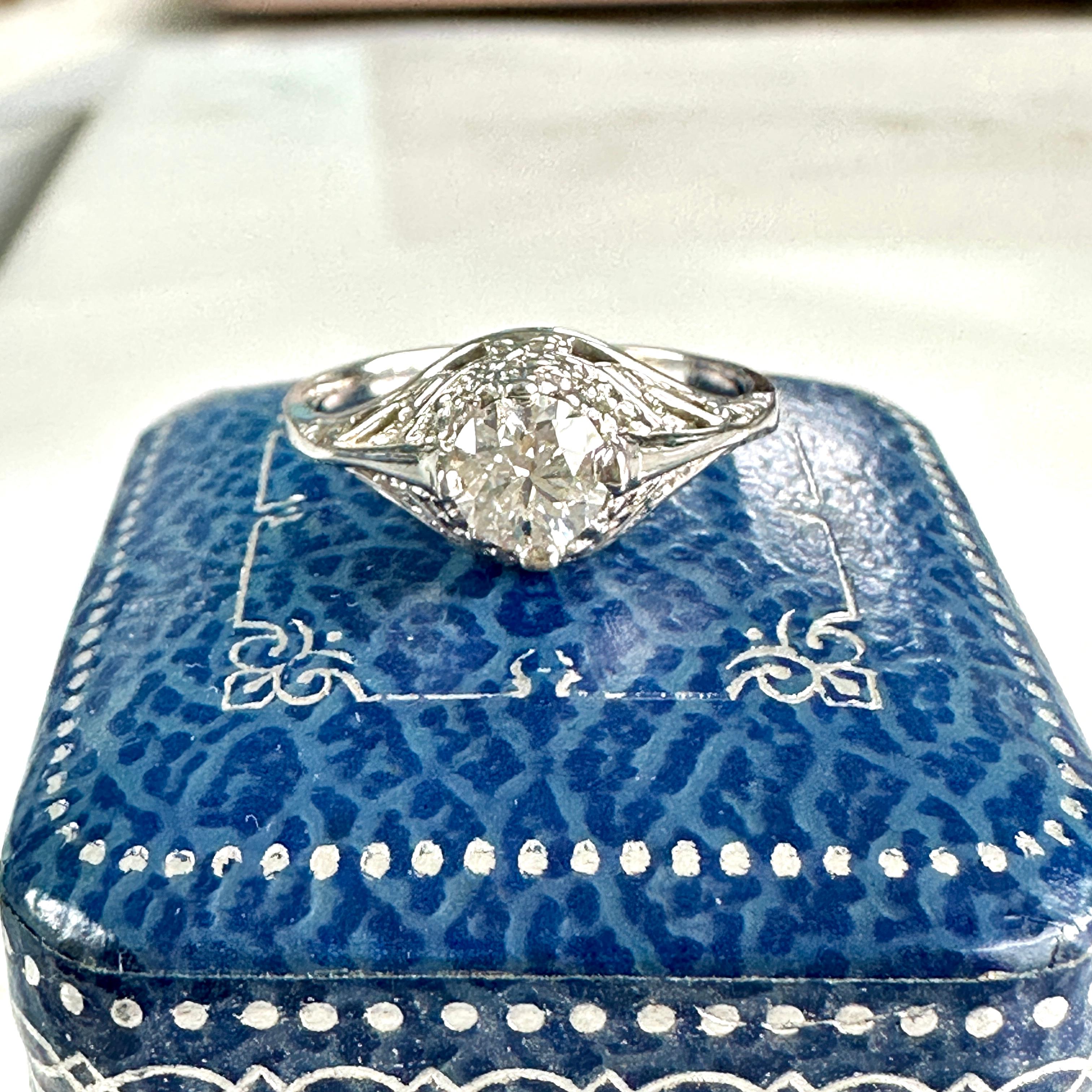 Anello vintage in filigrana d'oro 14K con diamante da 0,50 carati in vendita 4