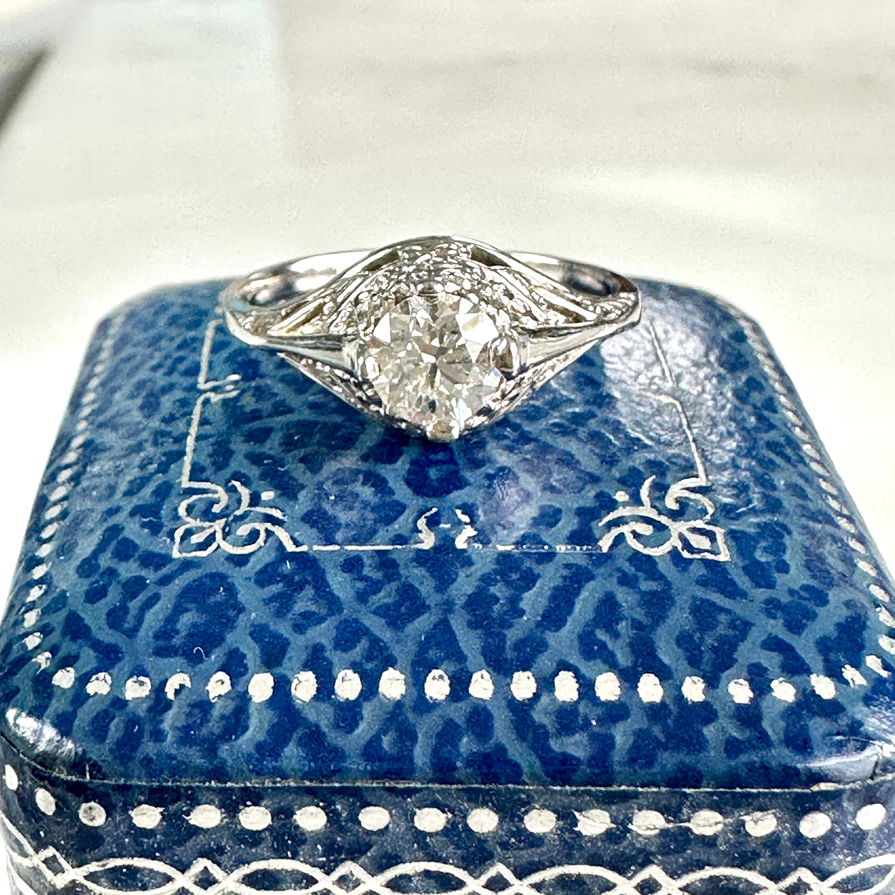 Anello vintage in filigrana d'oro 14K con diamante da 0,50 carati in vendita 5