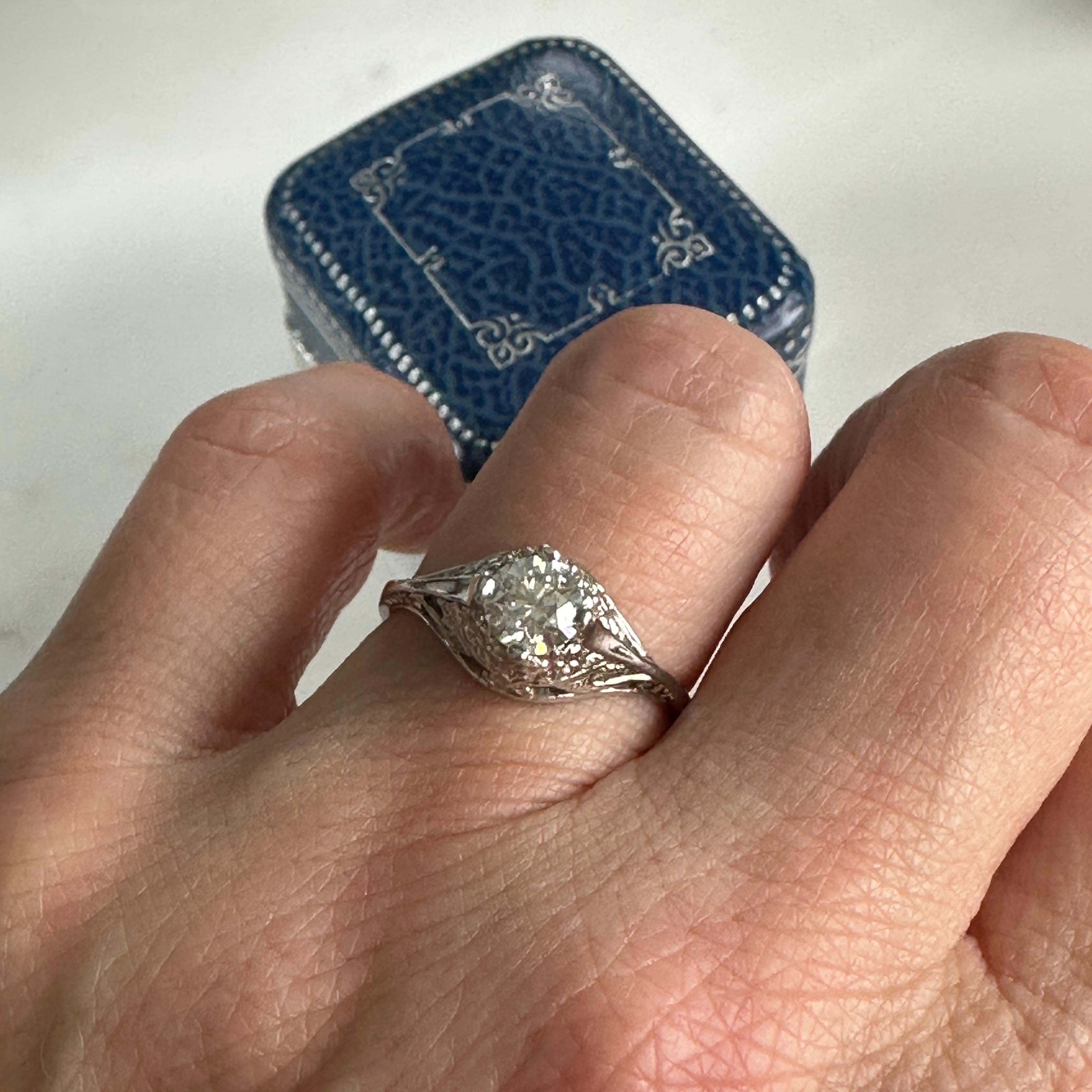 Filigraner Vintage-Ring, .50 Karat Diamant 14K Gold im Angebot 2