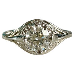 Vintage .50 Carat Diamond 14k Gold Filigree Ring