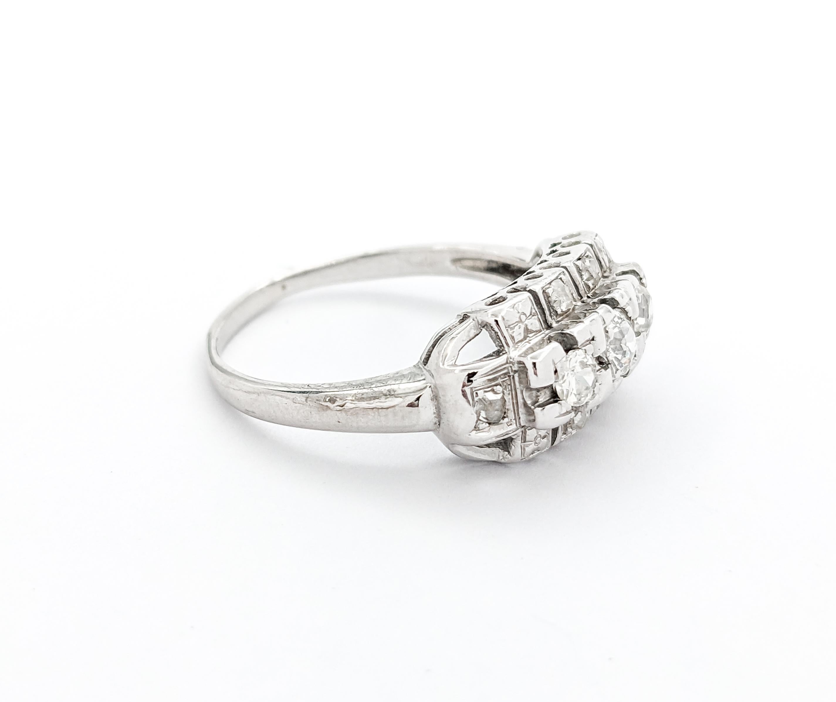 Vintage .50ctw Old Mine Cut Diamond Ring In White Gold In Excellent Condition For Sale In Bloomington, MN