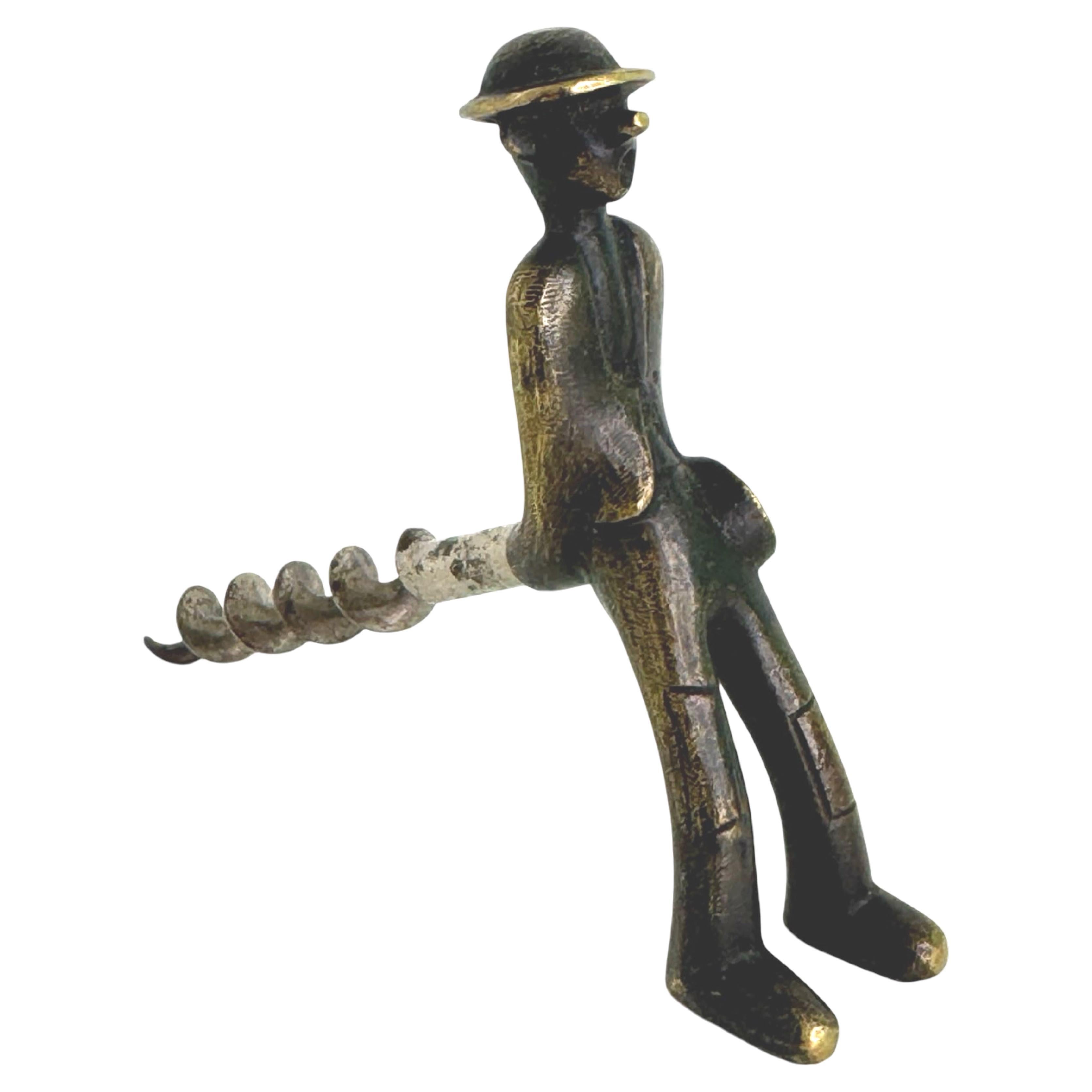 Vintage 50s 60s Richard Rohac Tire-bouchon "Vagabond avec chapeau melon" Vienne Autriche en vente