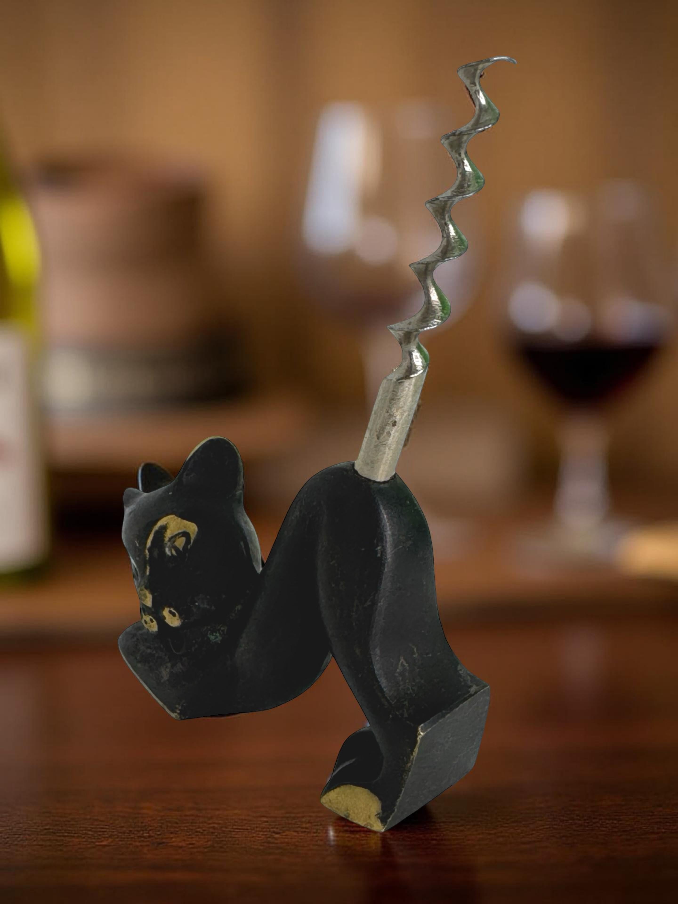 Vintage 50s 60s Richard Rohac Vienna RR Cat Corkscrew Brass Bronze