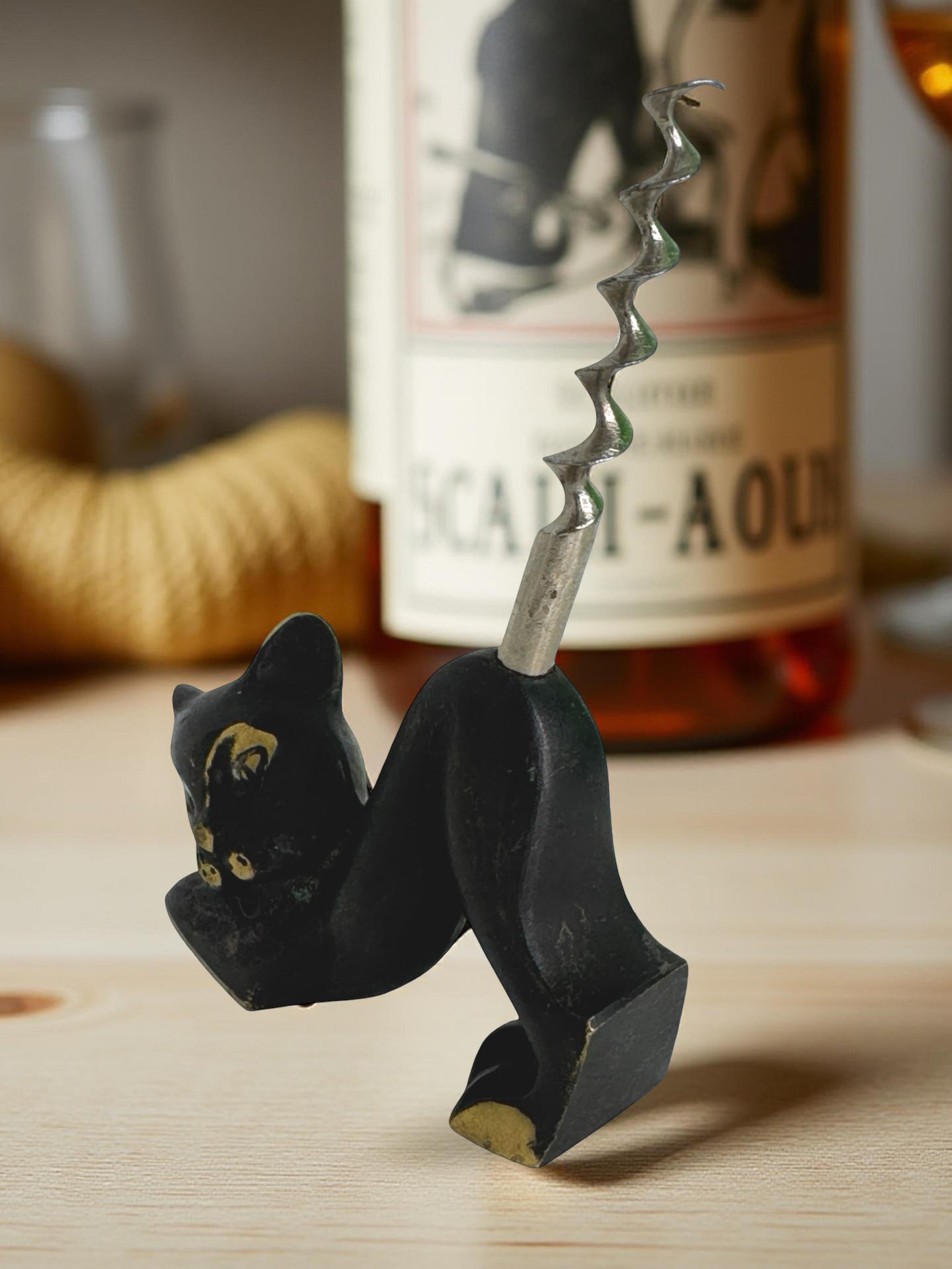 Vintage 50s 60s Richard Rohac Vienna RR Cat Corkscrew Brass Bronze