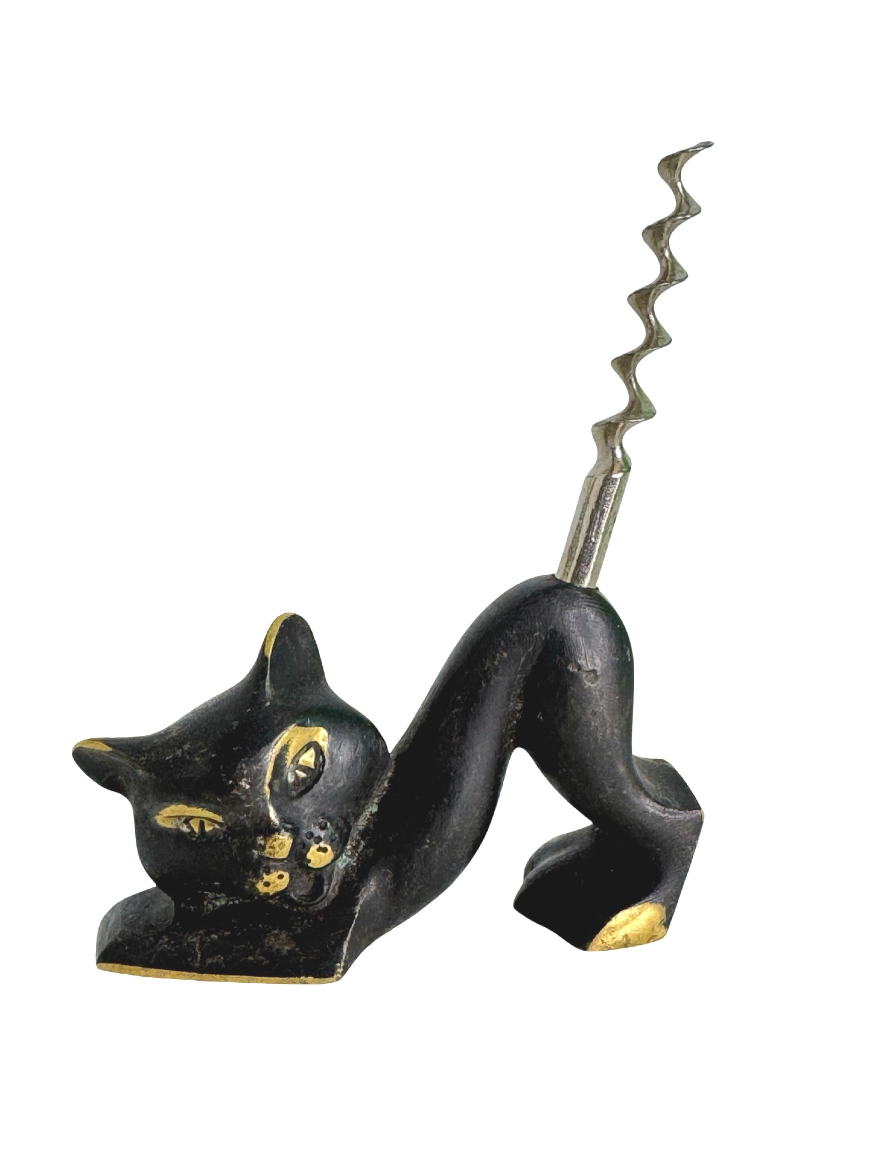 リチャード・ロアック コークスクリュー「キャット」黒猫 ビンテージ アンティーク Vintage 50s 60s Richard Rohac Vienna RR Cat Corkscrew Brass Bronze