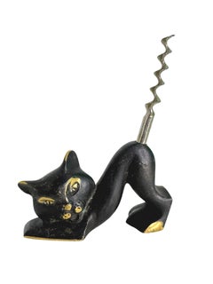 Vintage 50s 60s Richard Rohac Wien RR Katze Korkenzieher Messing Bronze Hagenauer