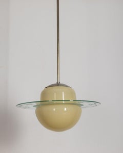 Vintage-Glas-Kronleuchter, dekoriert, italienisches Design, 50er Jahre