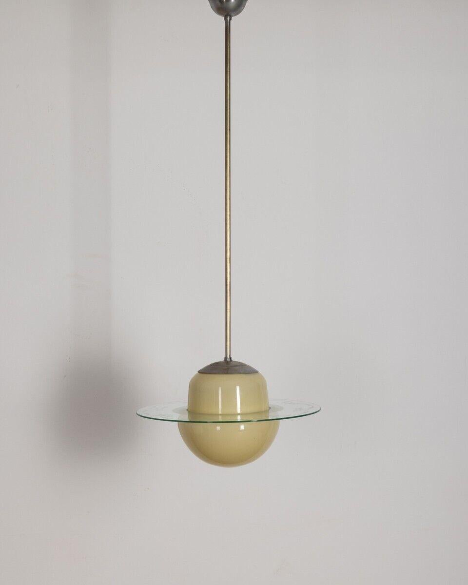 Vintage-Glas-Kronleuchter, dekoriert, italienisches Design, 50er Jahre (Mitte des 20. Jahrhunderts) im Angebot