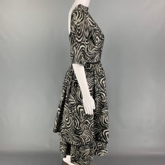 Vintage 50's JAMES GALANOS Size S Black Grey Swirl Short Sleeve Cocktail Dress