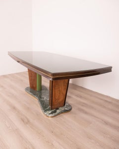 Vintage 50's Marble Wood and Glass Table Design Vittorio Dassi