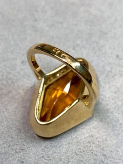 Vintage H. Stern 50’s Modernist 19K Shield Citrine Emerald Ruby Diamond Ring