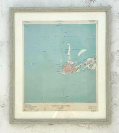 Vintage 50s Original Topographical Map of the Florida Keys