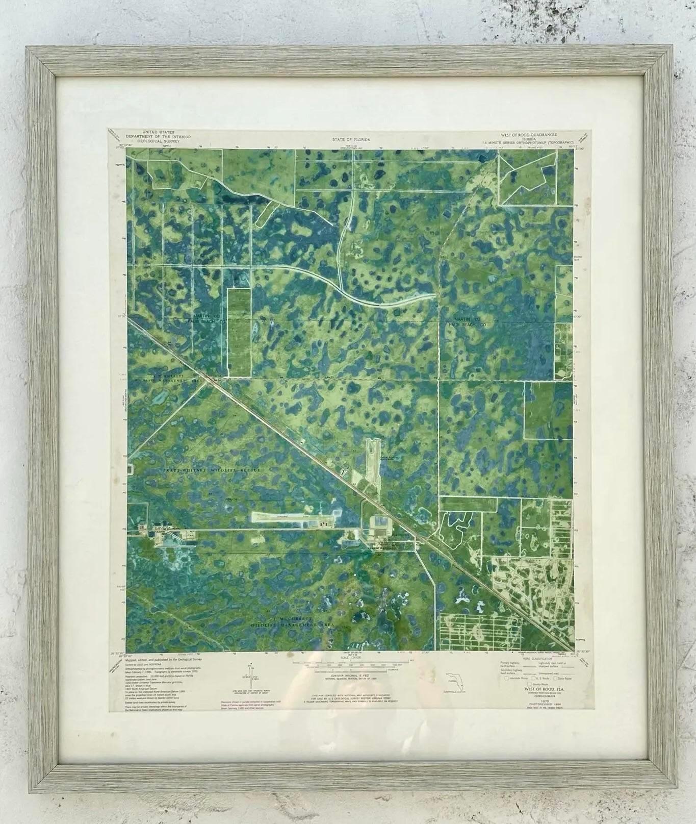 Américain Carte topographique des clés de Floride des années 50 en vente