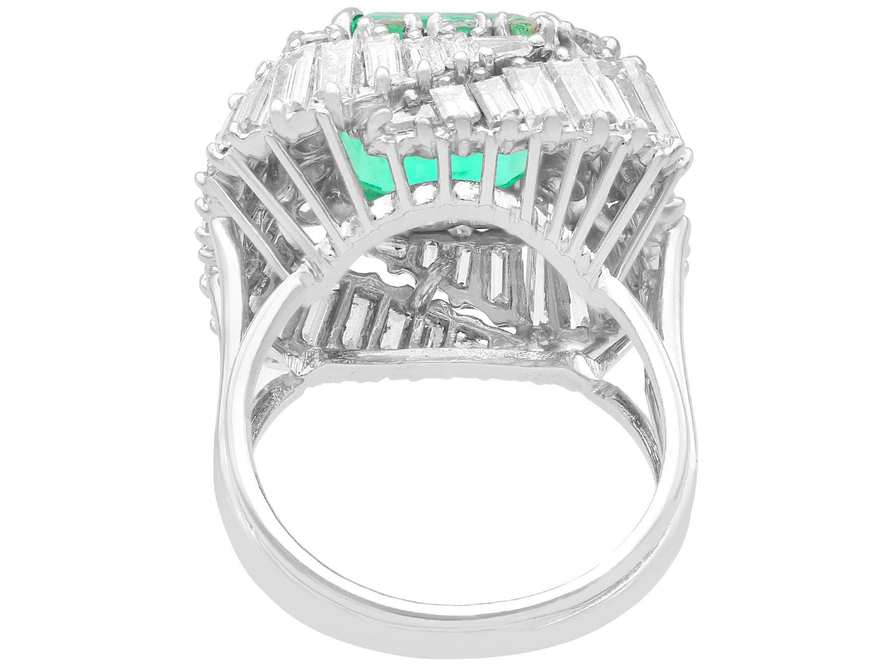 Women's or Men's Vintage 5.11Ct Colombian Emerald and 3.32 Carat Diamond Platinum Dress Ring For Sale