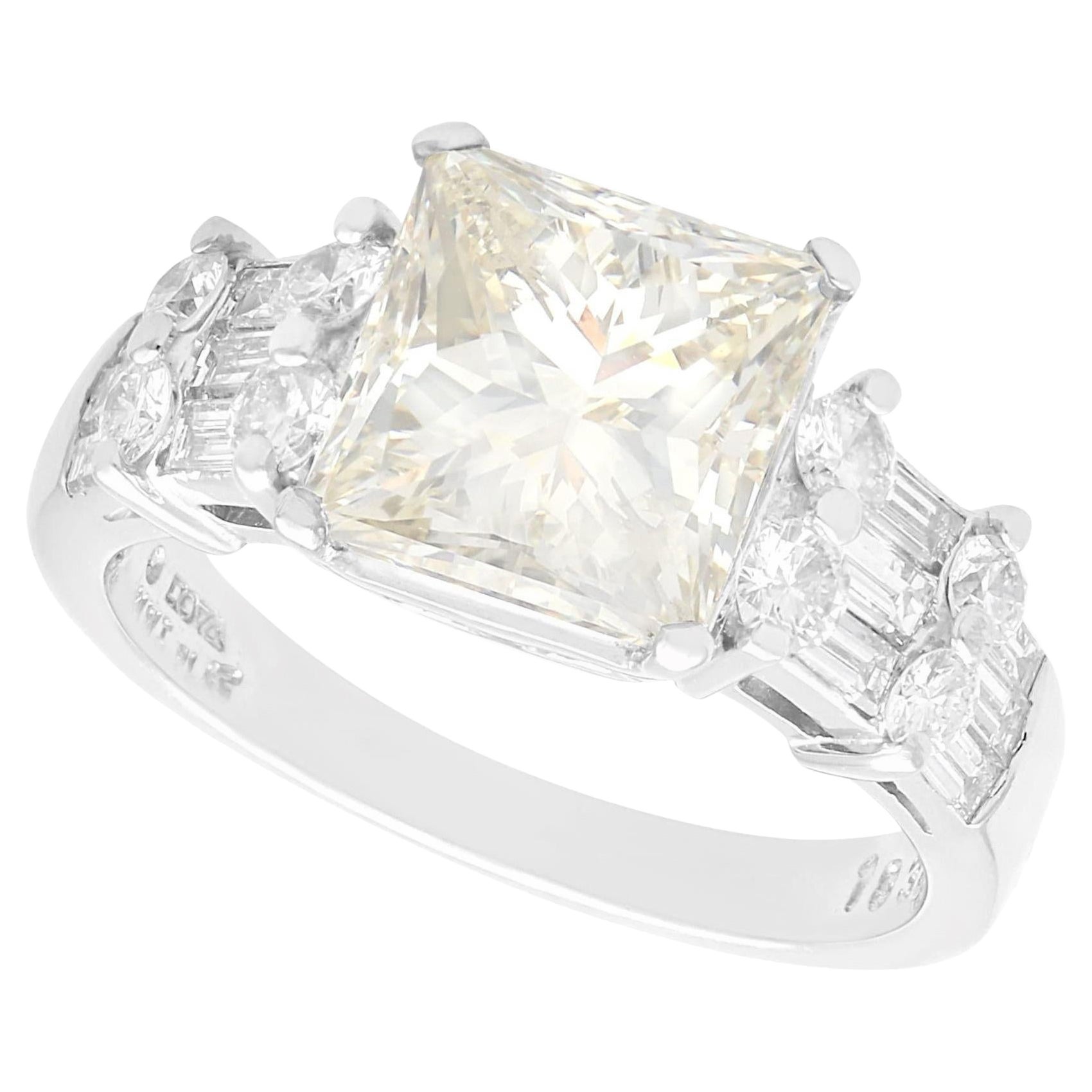 Vintage 5.12 Carat Diamond and Platinum Solitaire Ring For Sale