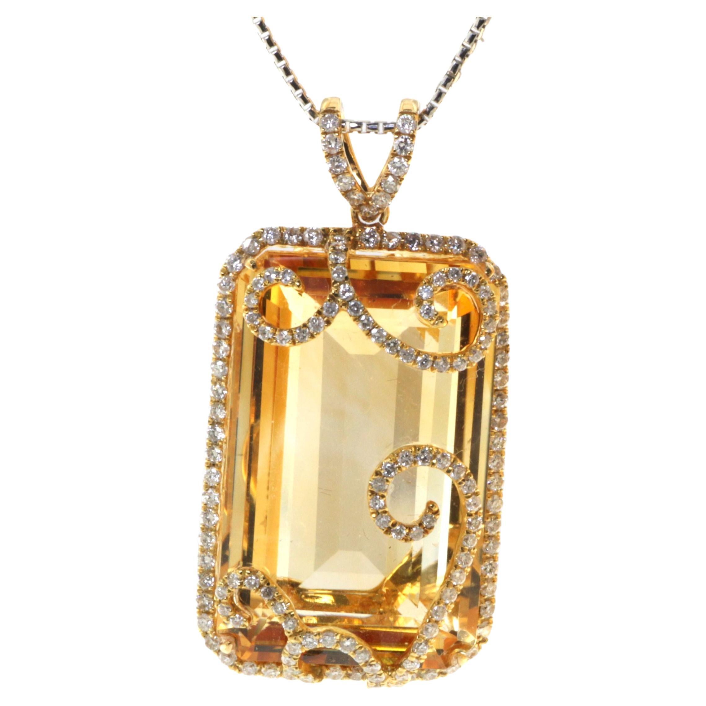 Colgante vintage de diamantes citrinos de 51,22 quilates en oro amarillo de 18 quilates
