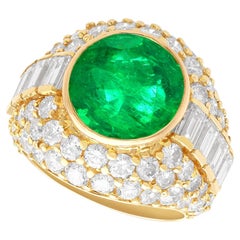 Vintage 5.12ct Colombian Emerald and 3.45ct Diamond, 18ct Yellow Gold Dress Ring